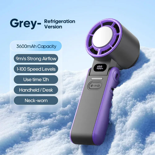 3600Mah Large Capacity Handheld Turbo Cooling Fan Foldable Mini Portable Fan 100 Wind Speed Adjustable High Speed Rechargeable