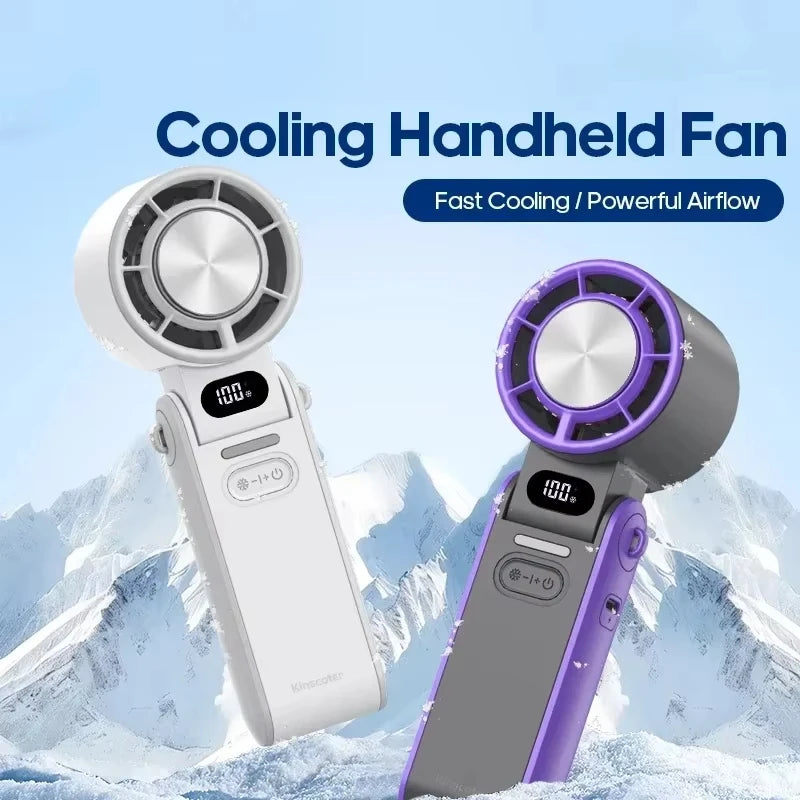 3600Mah Large Capacity Handheld Turbo Cooling Fan Foldable Mini Portable Fan 100 Wind Speed Adjustable High Speed Rechargeable